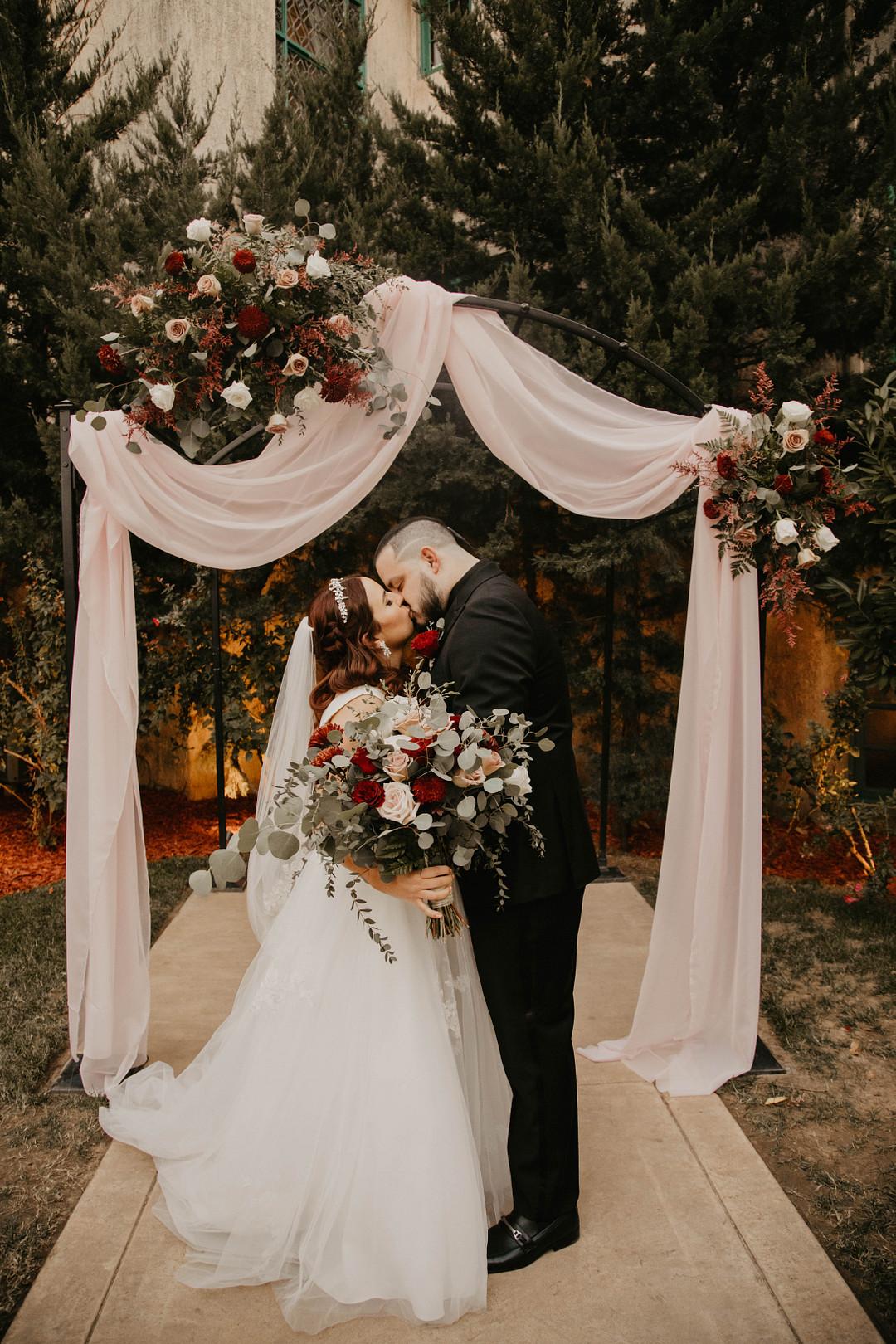 Newlyweds Kissing