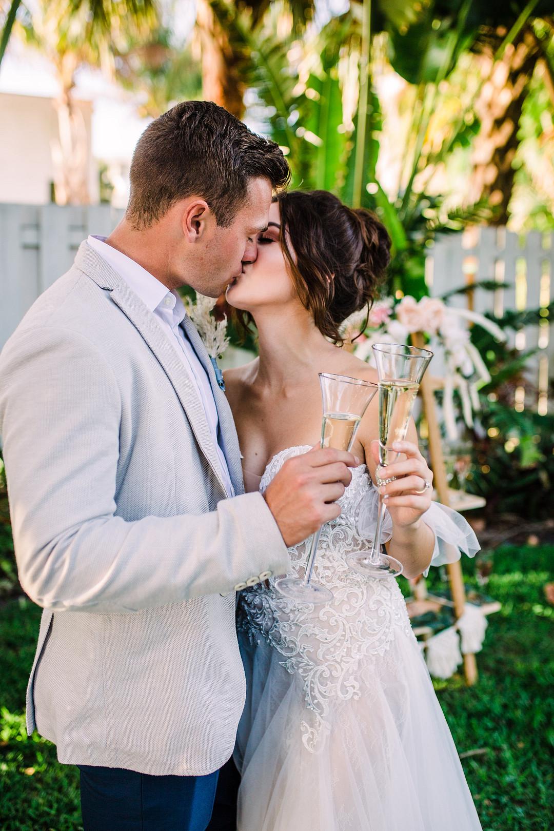 Bride and Groom Kissing