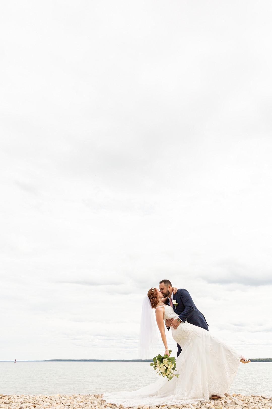 Newlyweds Kissing