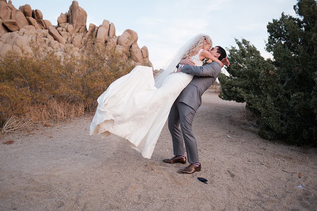 Newlyweds Kissing