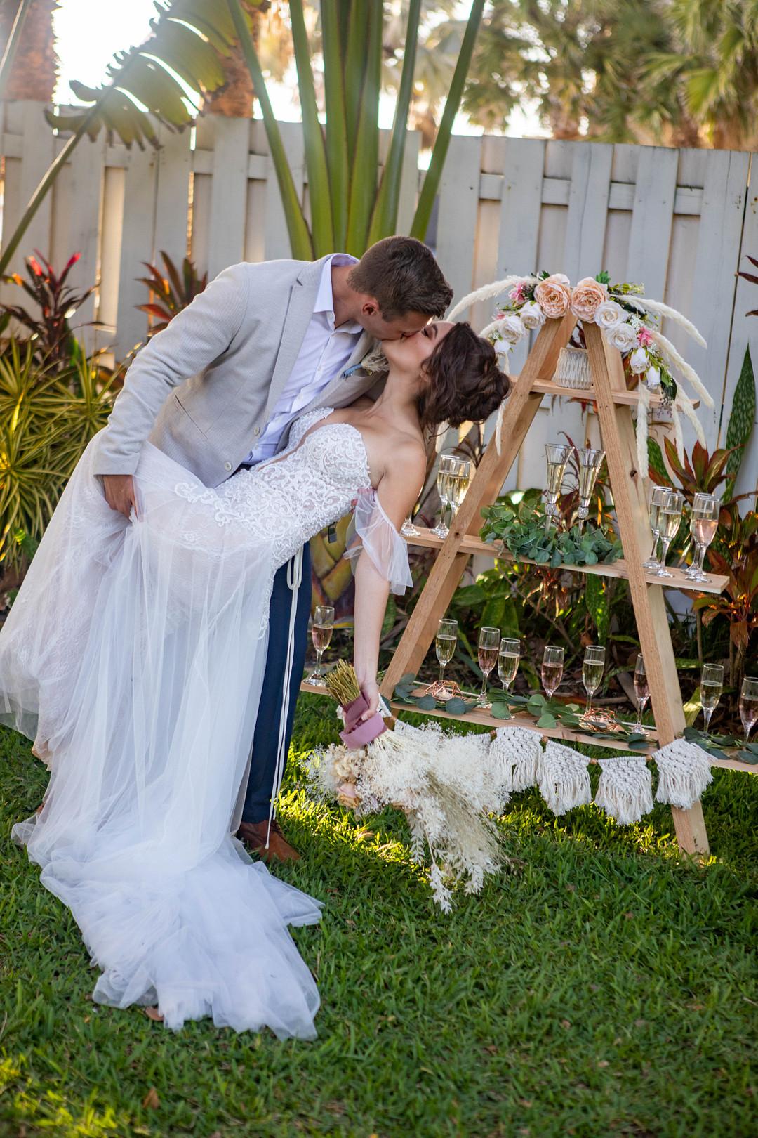Newlyweds Kissing