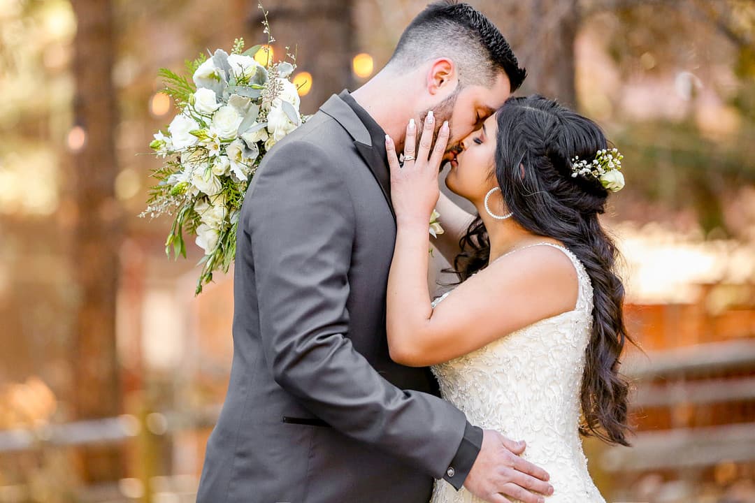 Newlyweds Kissing
