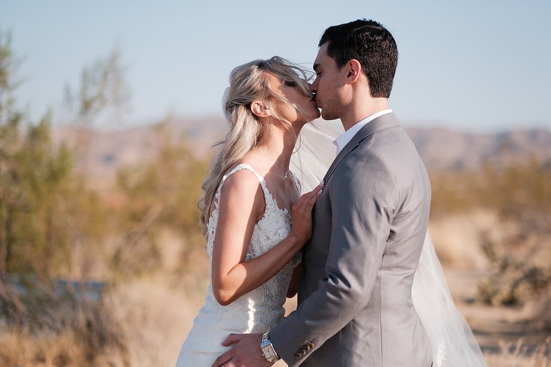 Newlyweds Kissing