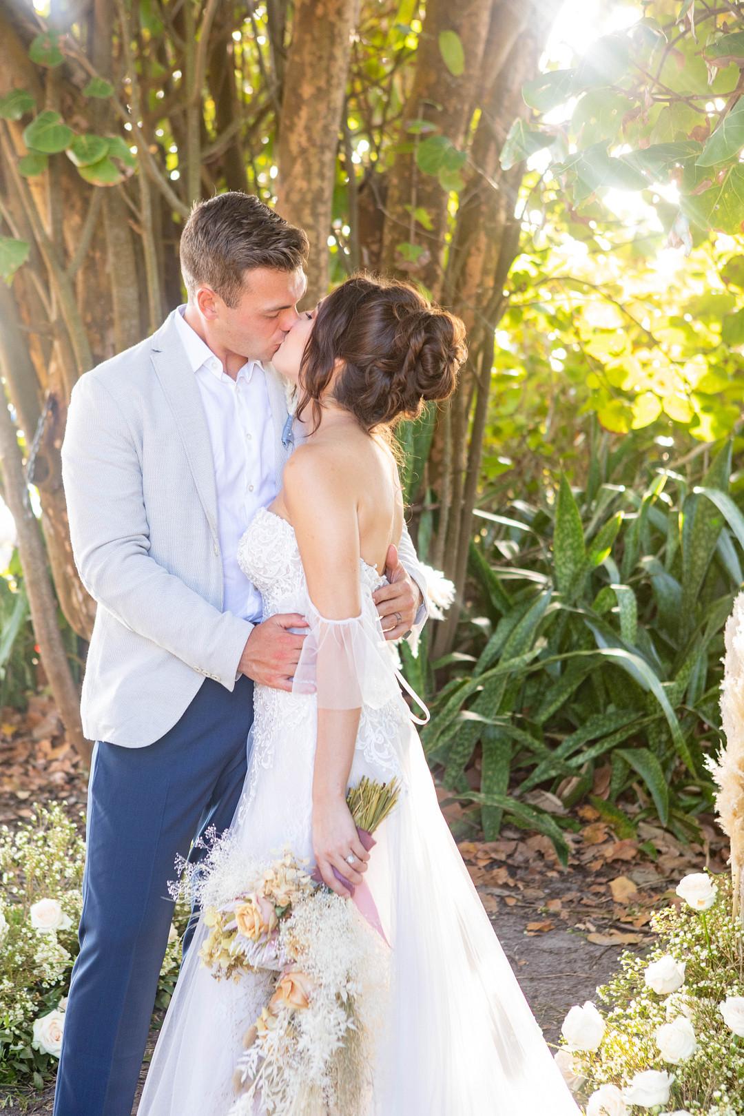 Newlyweds Kissing