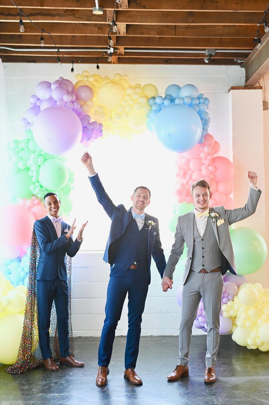 Two Grooms Cheering