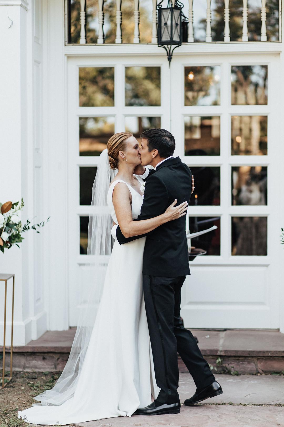 Bride and Groom Kissing