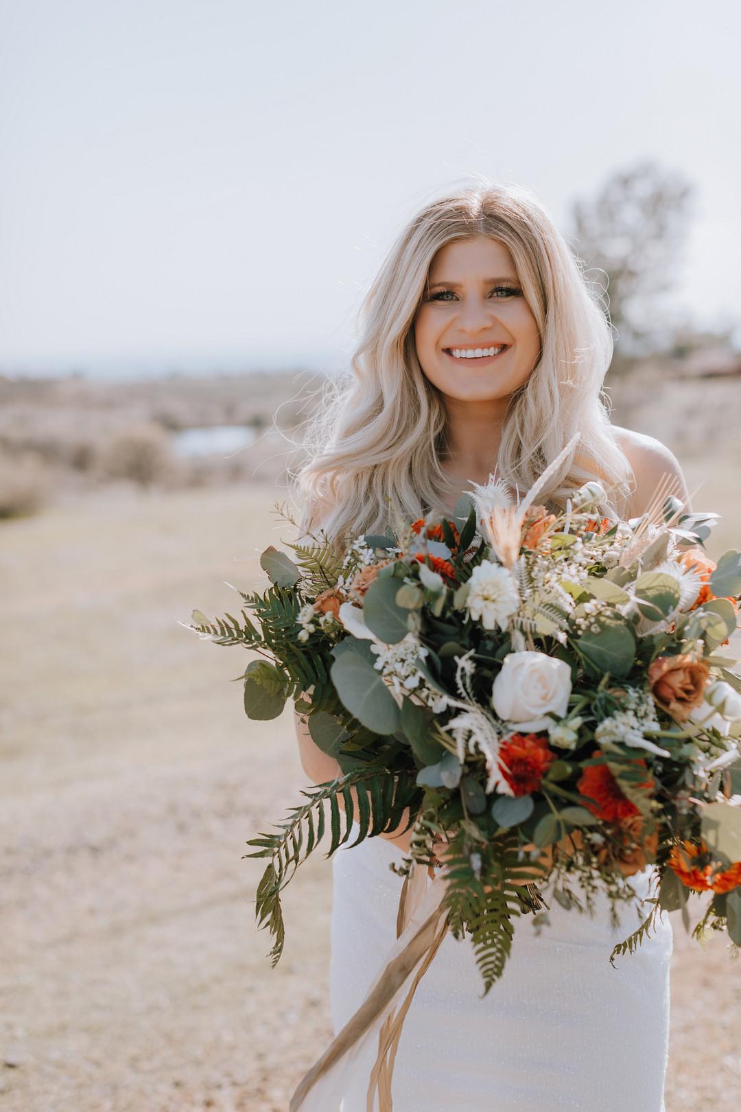 Bohemian Bride With Bouquet