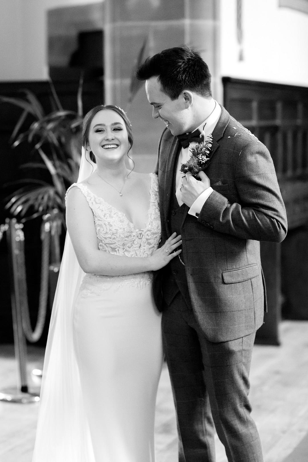 Bride and Groom Smiling