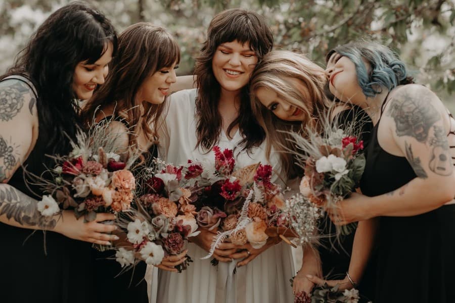 Bride and Bridesmaids