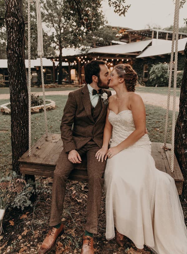 Newlyweds Kissing