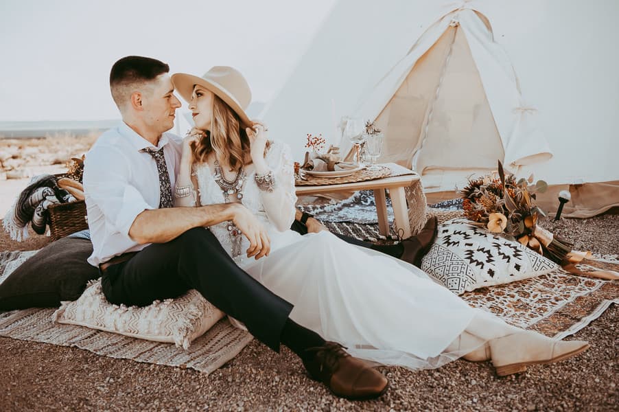Styled Bohemian Elopement In Nipton by Jamie Yacksyzn