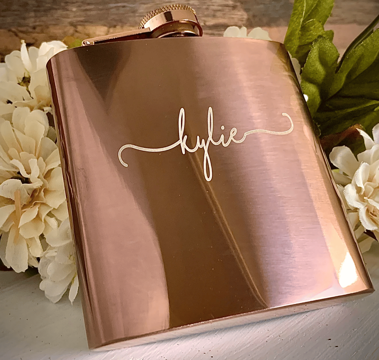 Personalized Rose Gold Flask
