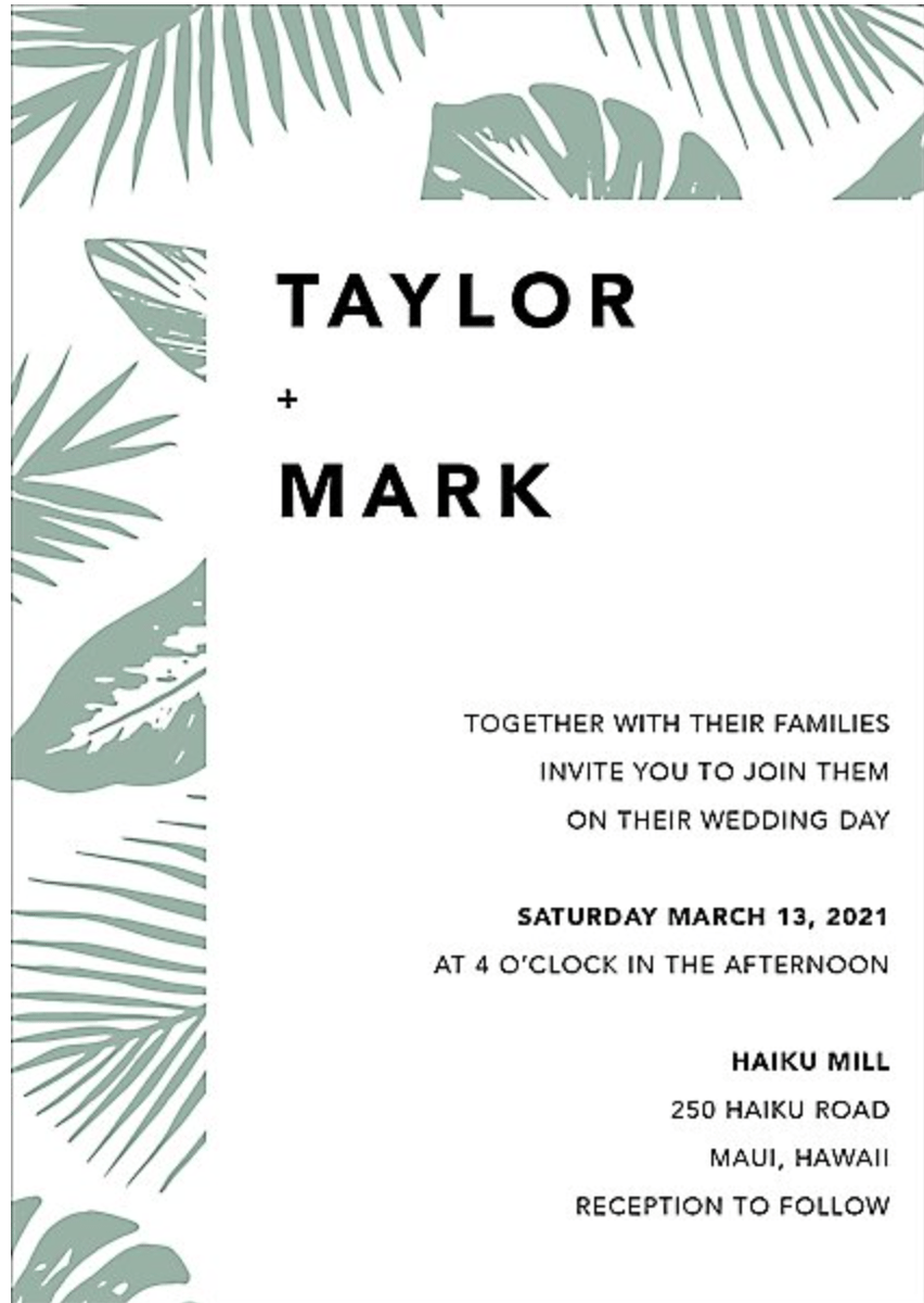 Conservatory Wedding Invitation