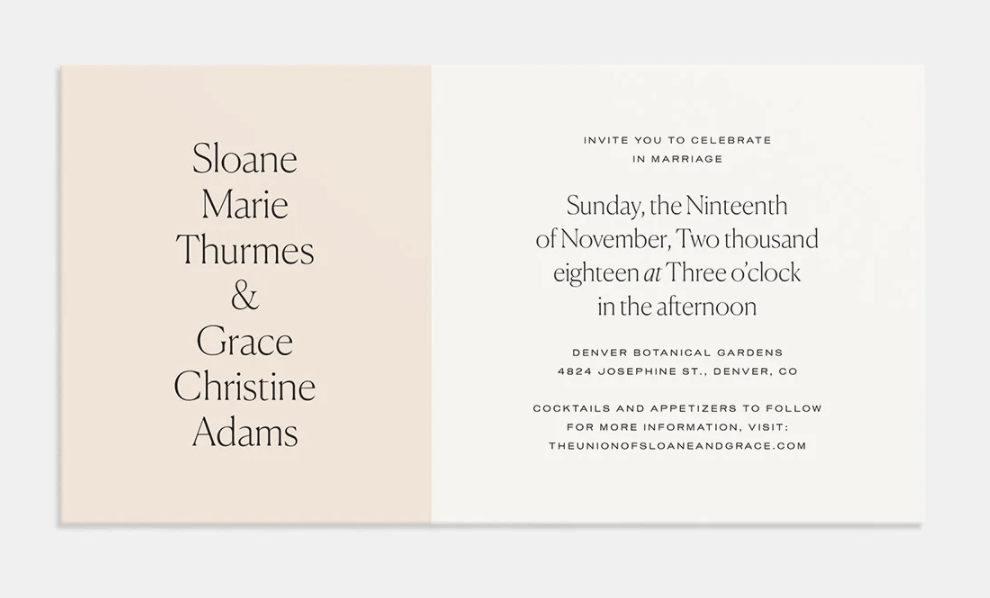 Colorblock Wedding Invitation Suite