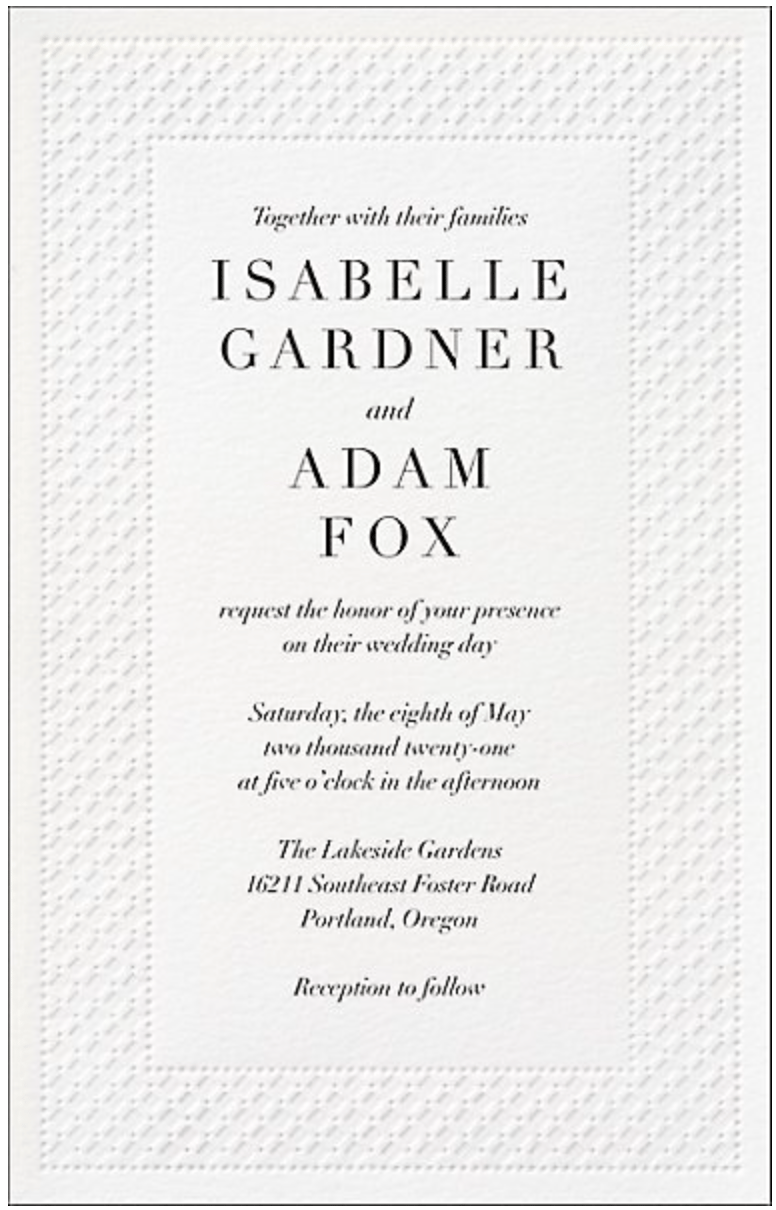 Tall Lattice Wedding Invitation