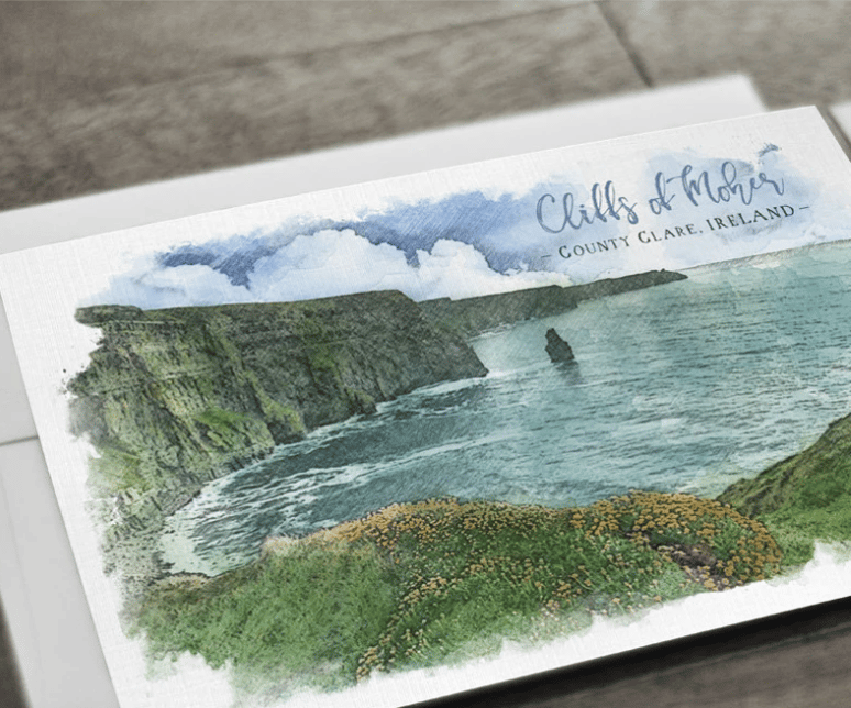Ireland Dublin Cliffs of Moher Irish Destination Wedding Invitation