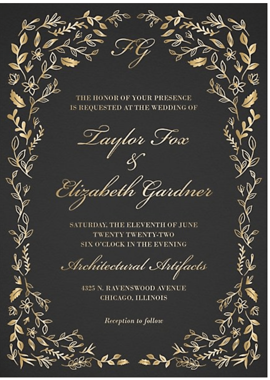 Microfloral Frame Foil Wedding Invitation