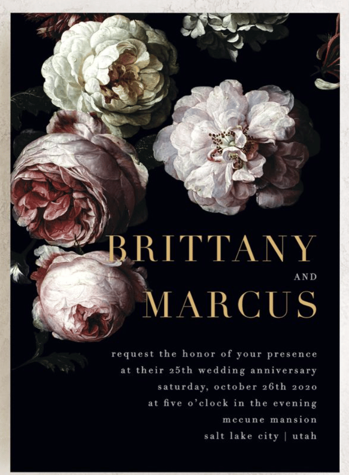 Moody Florals Wedding Invitation