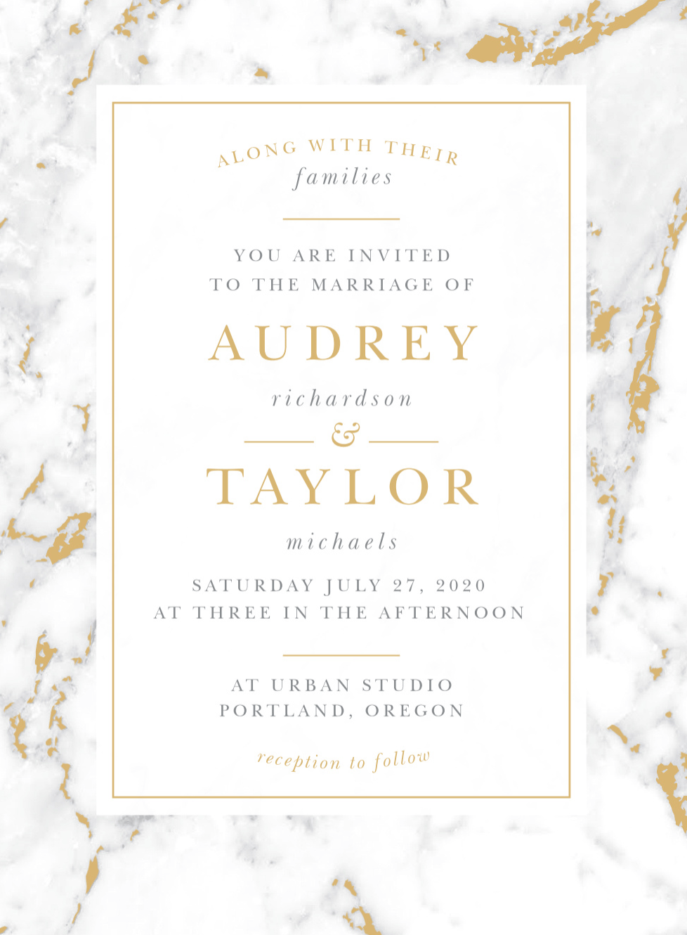 Cool Marble Foil Wedding Invitation