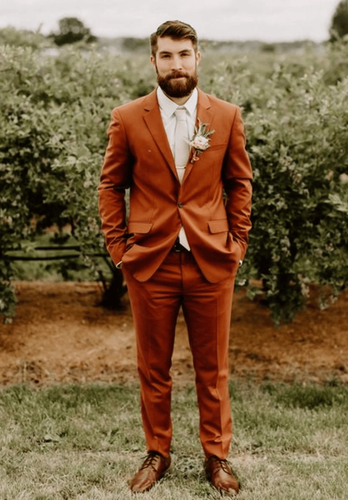 Men Suits Rustic Color 2 Piece Beach Wedding Suit