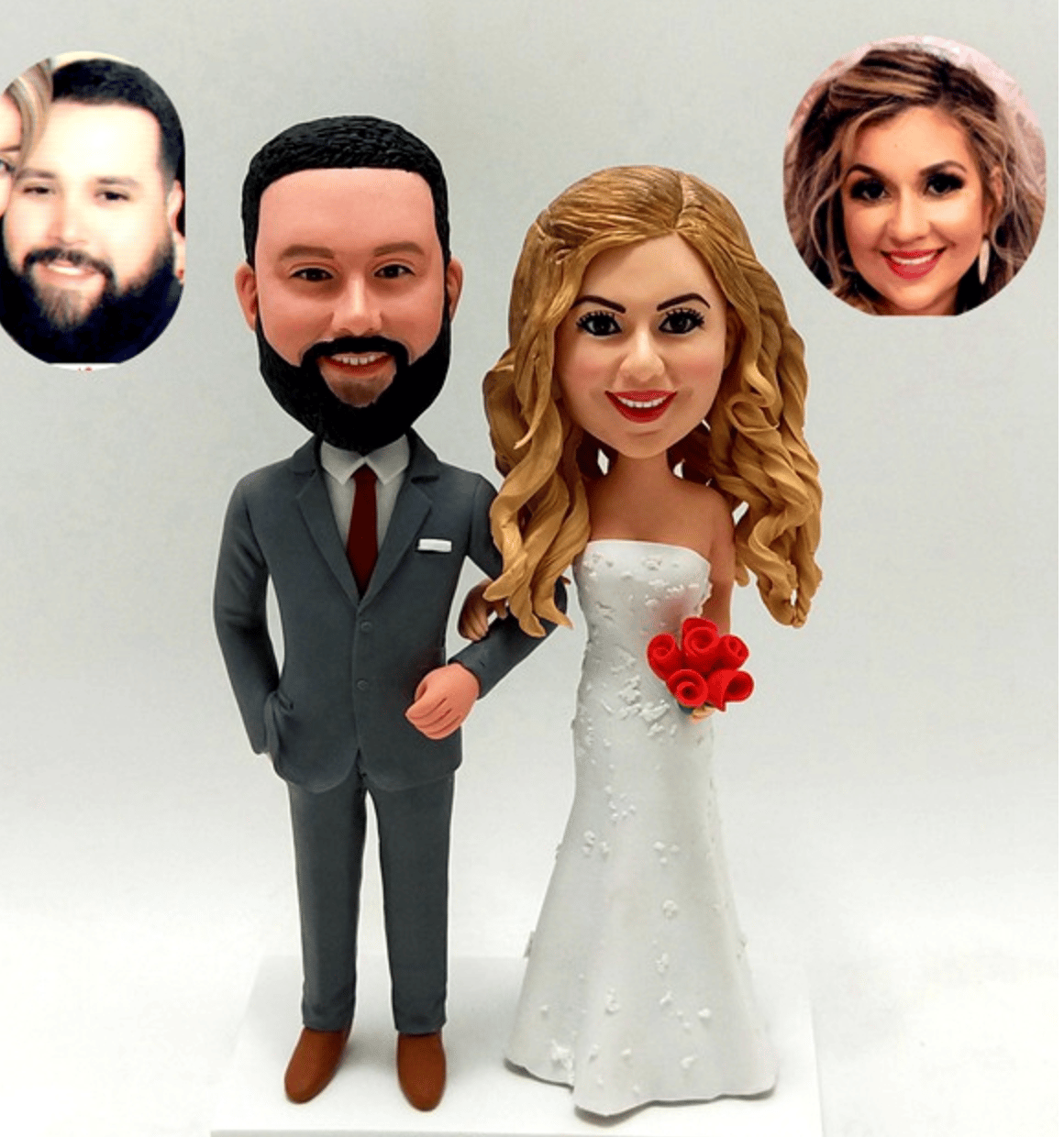 Custom classic wedding cake topper made from photos