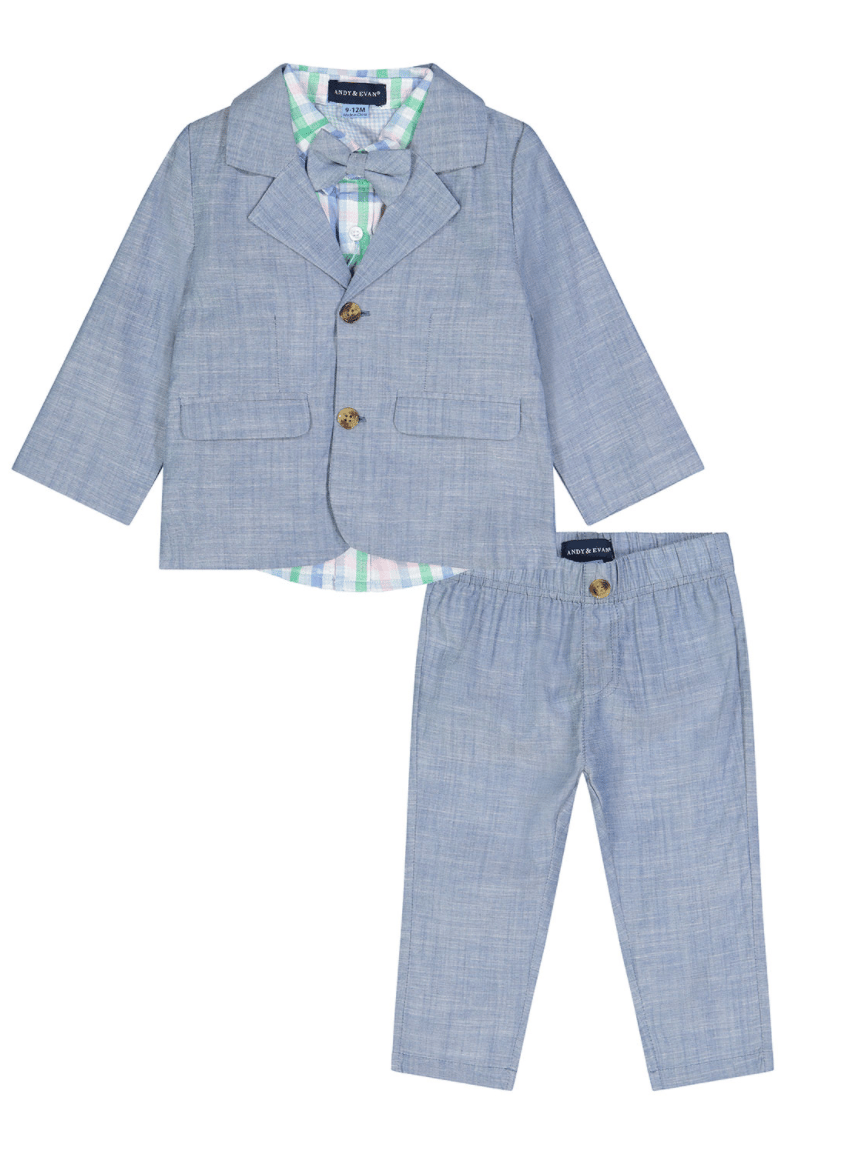 Boy's 3-Piece Chambray and Plaid Suit Set