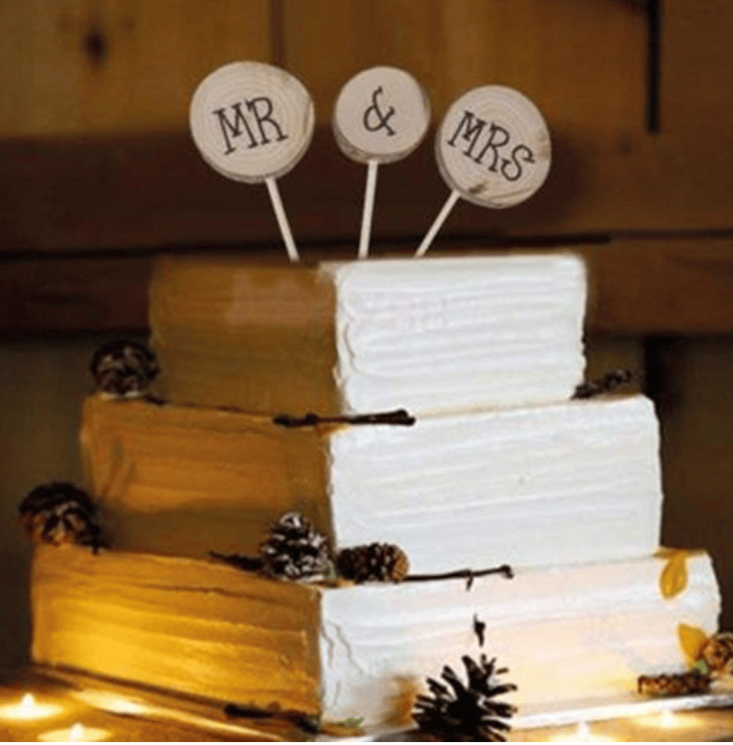 Wooden Round Mr Mrs Shabby Chic Rustic Wedding Cake Topper