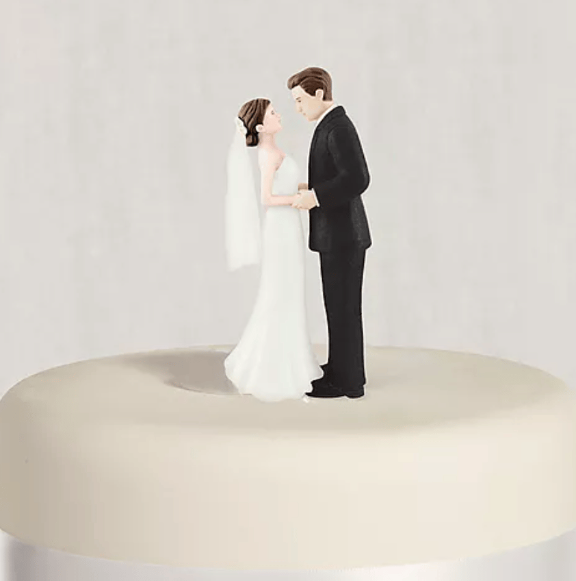 Brunette Bride & Groom Wedding Cake Topper