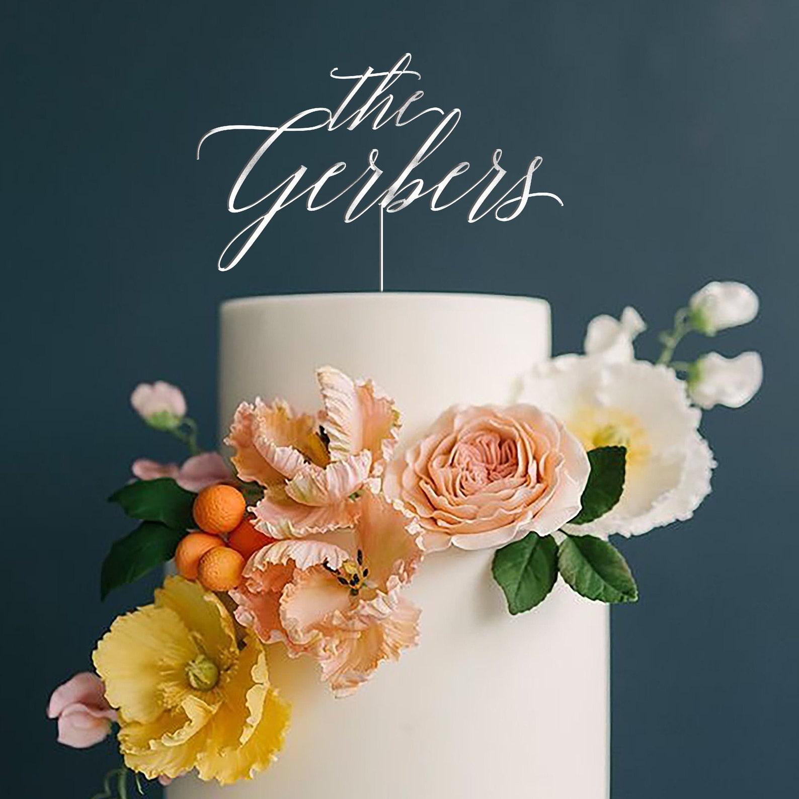 Metallic Silver Wedding Cake Topper