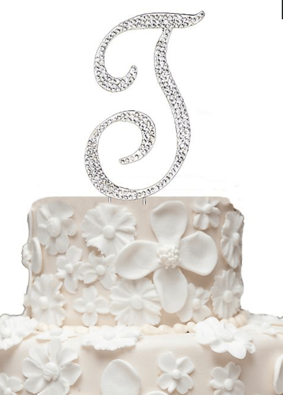 Initial Cake Topper with Swarvoski Crystals