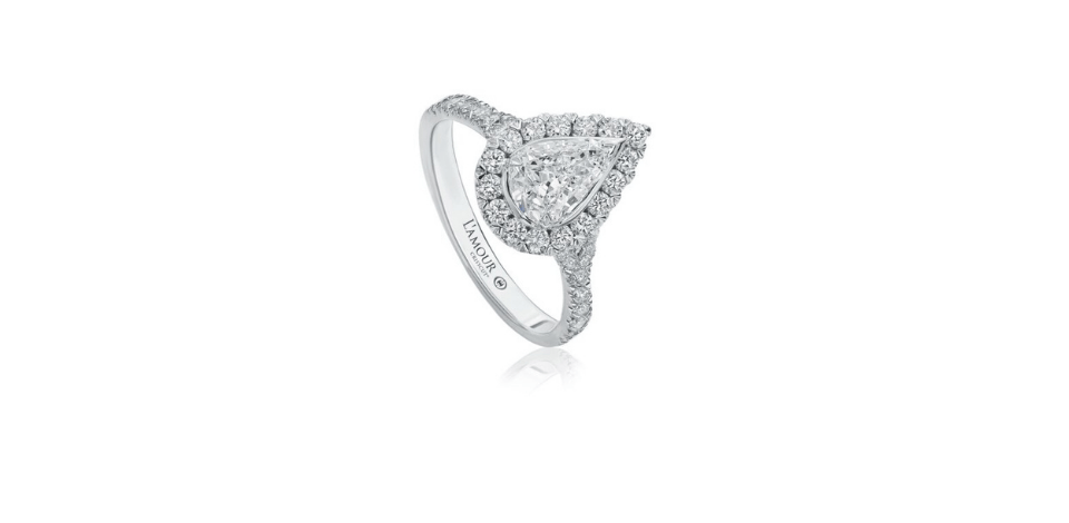 L’amour Crisscut Pear Shape Diamond Engagement Ring