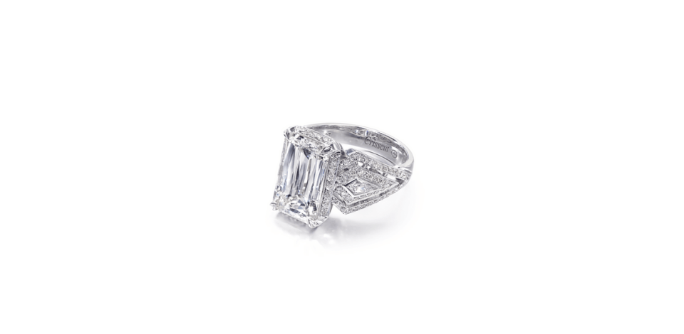 Emerald Crisscut Diamond Engagement Ring