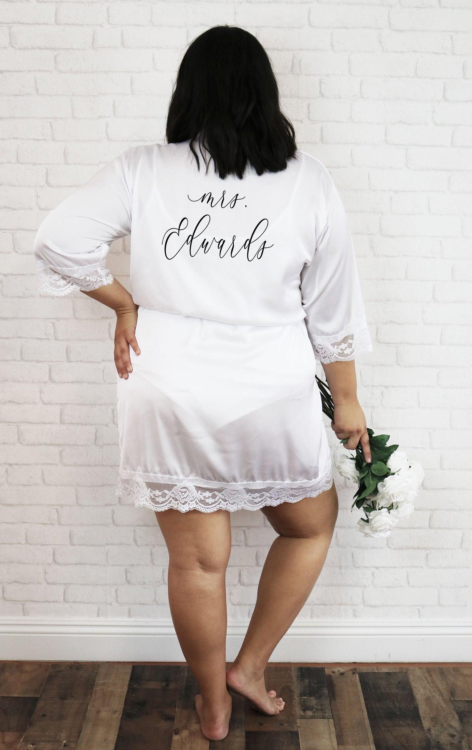 Plus Size Satin Lace Robe