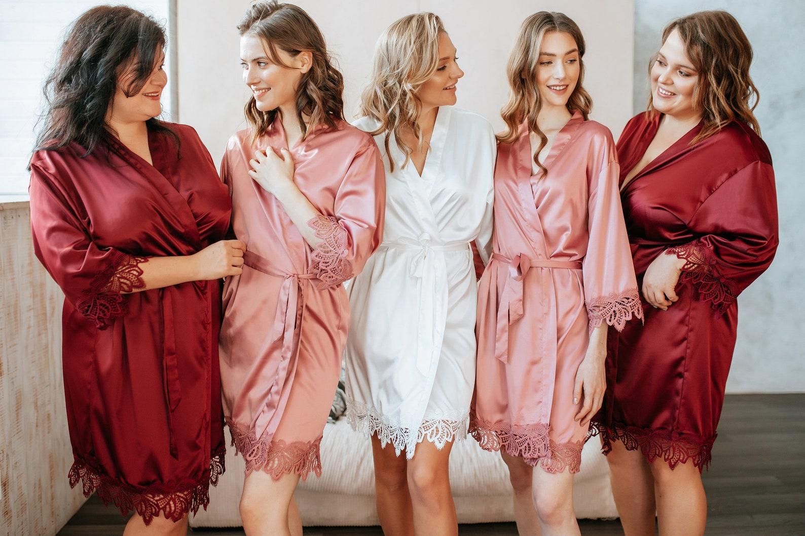 Satin Robes with Lace