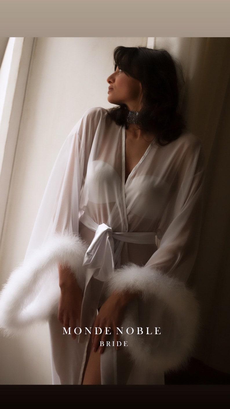 Marabou Long Silk Robe