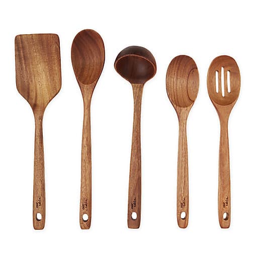 5-piece Wood Mixed Utensil Set