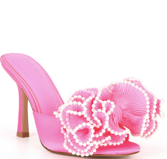 Chiffon Pearl Bow Heels
