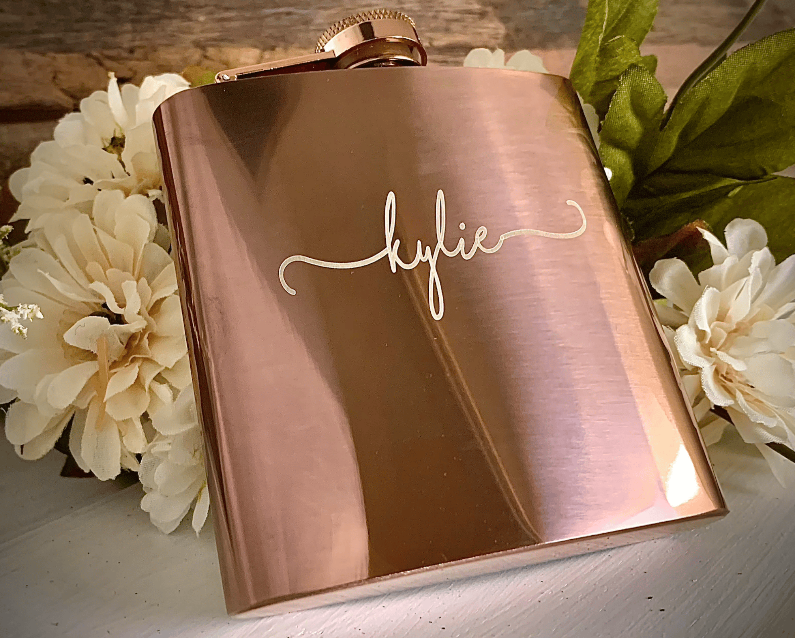 Personalized Rose Gold Flask