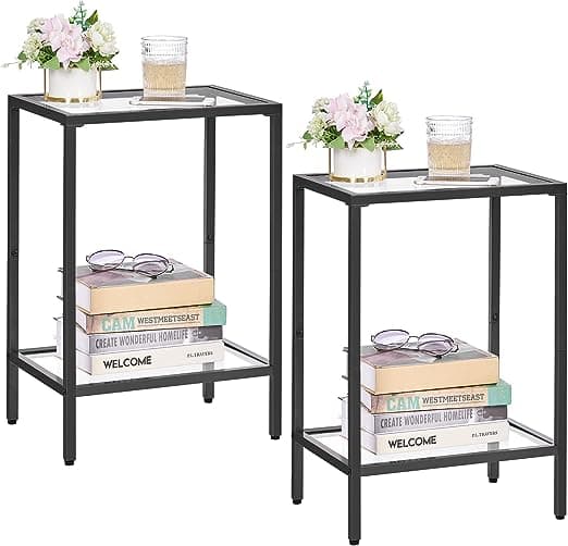 Side Tables with Tempered Glass