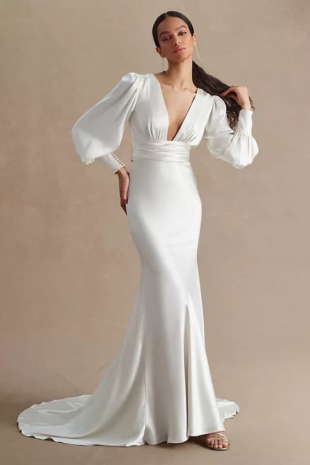 Clara Plunge V-Neckline Wedding Gown