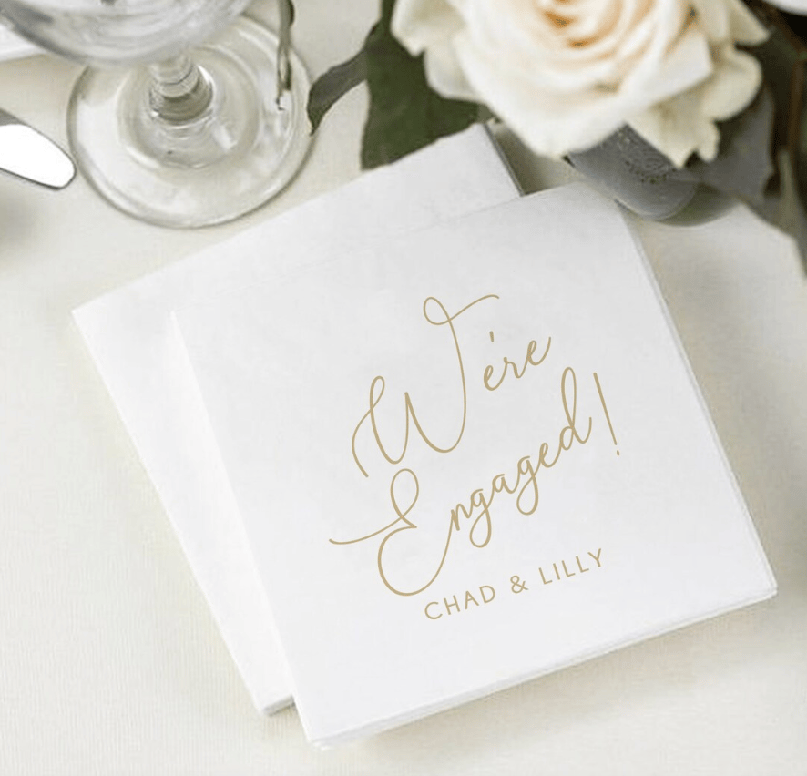 Personalized We're Engaged Napkins