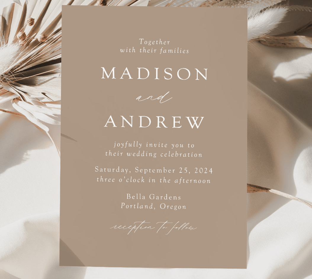 Taupe Modern Elegance Wedding Invitation