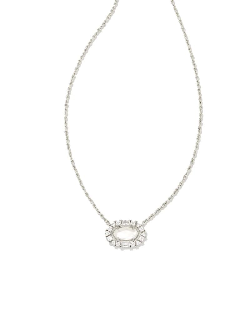 Elisa Silver Crystal Frame Short Pendant Necklace in Ivory