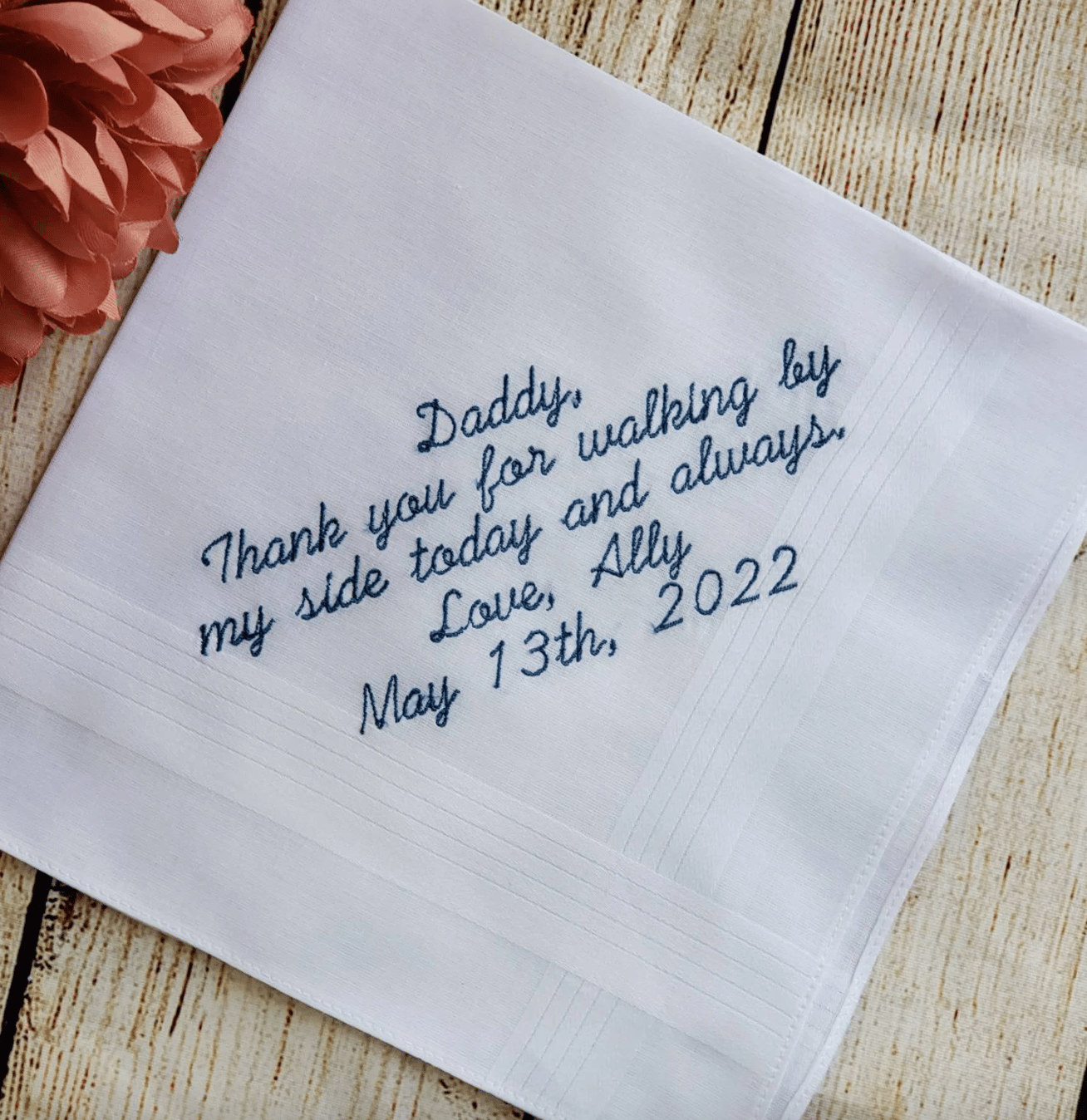 Embroidered Wedding Handkerchief For Father