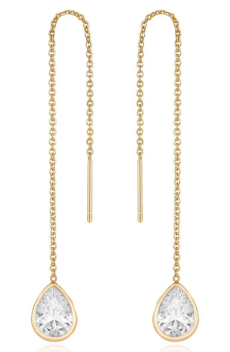 Cubic Zirconia Threader Earrings