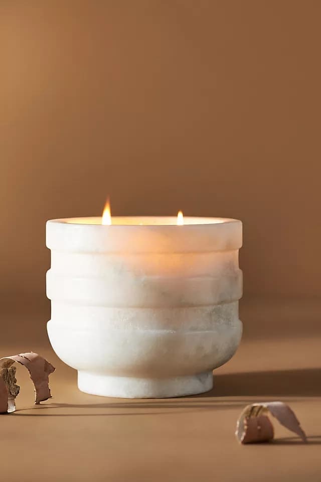 Birchwood & Cashmere Cut Marble Candle