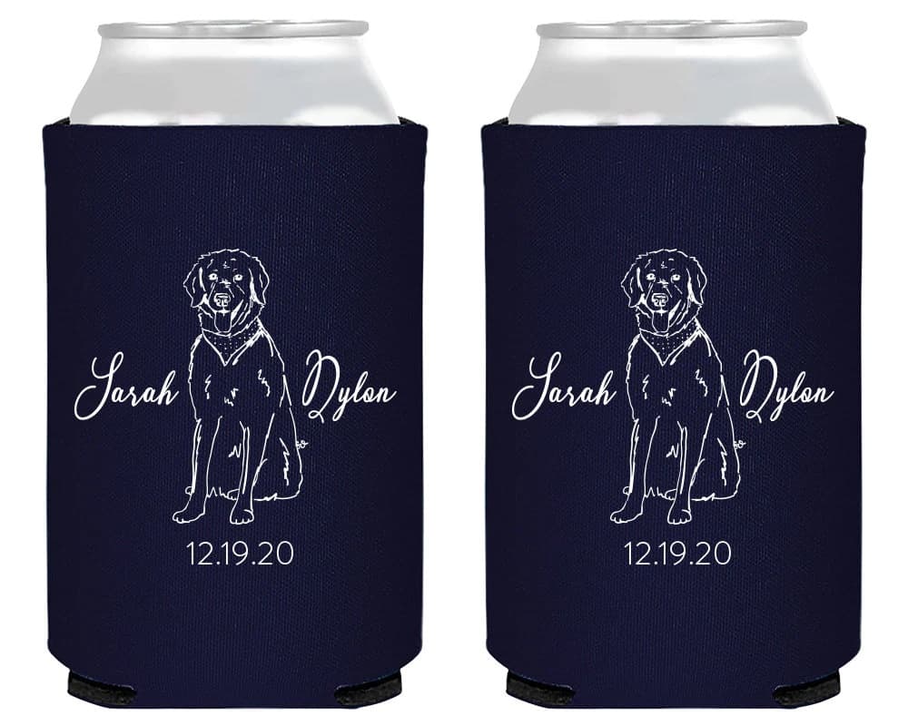 Custom Pet Art Wedding Can Coolers