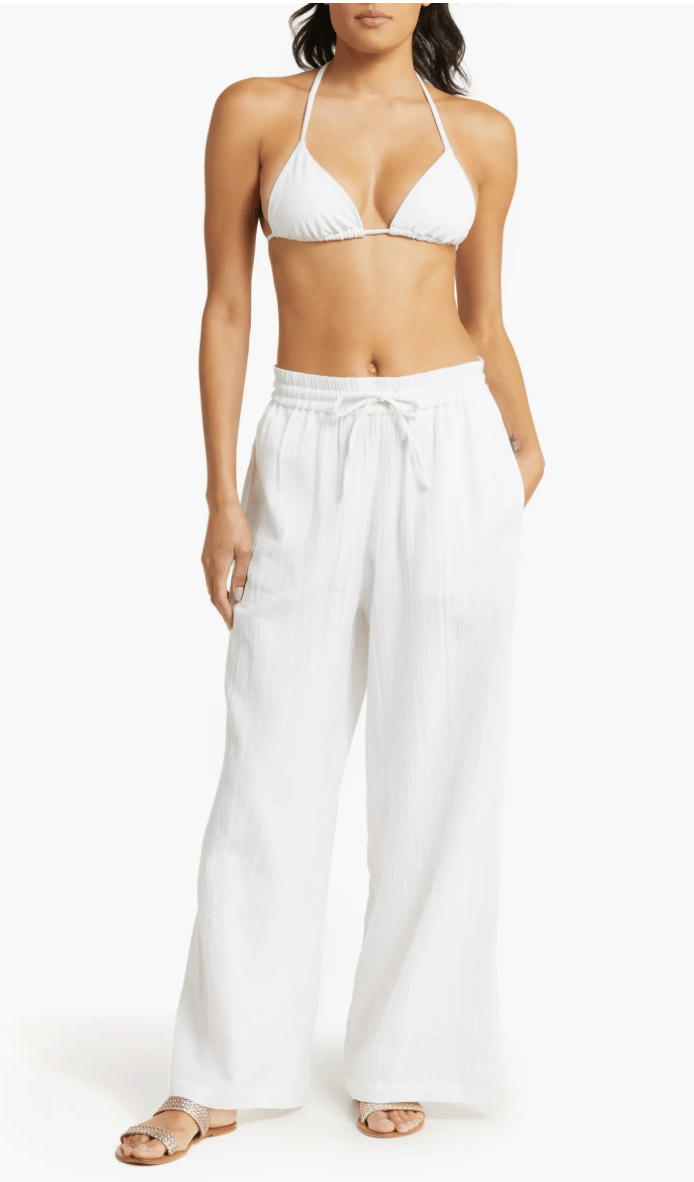 Sunset Beach High Waisted Cover Up Cotton Gauze Pant