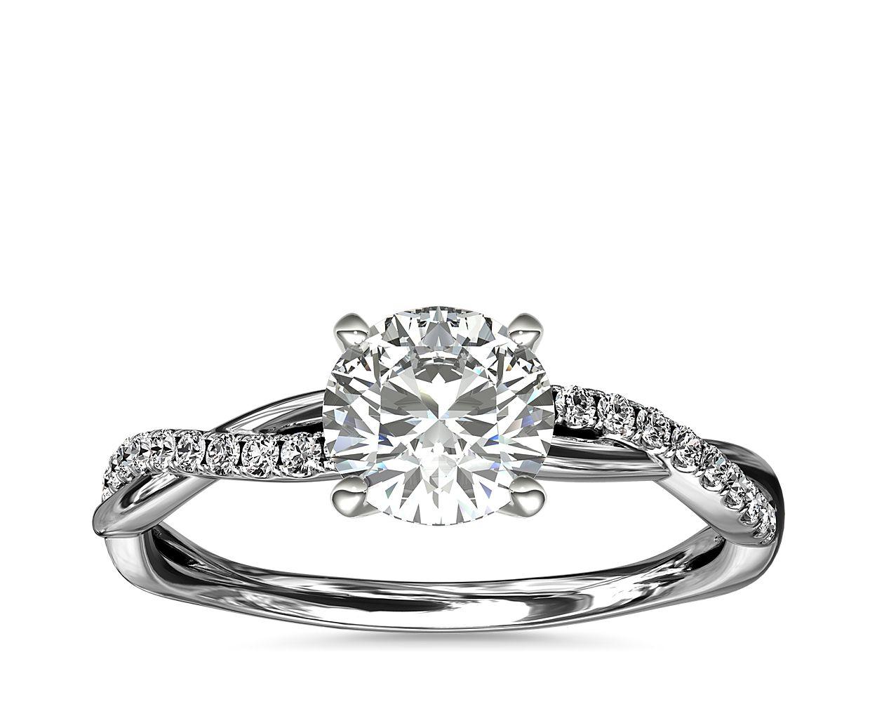 Petite Twist Diamond Engagement Ring In Platinum (1/10 ct. tw.)
