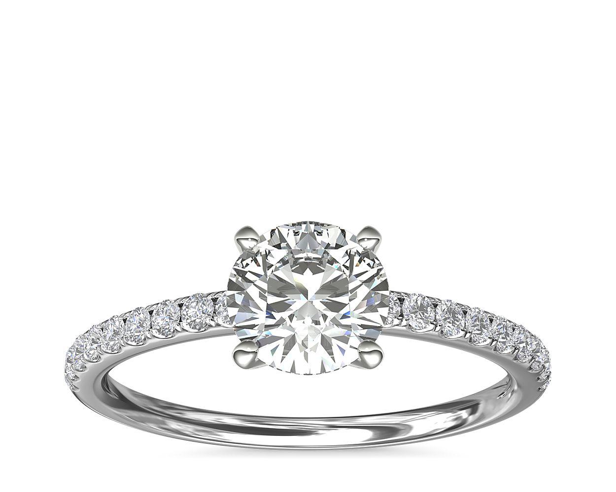 Riviera Pavé Diamond Engagement Ring In Platinum (1/6 ct. tw.)